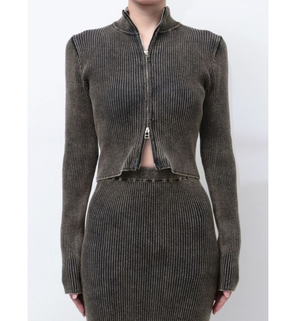 EMODA「ウォッシュリブジップニット」|ニット・セーター|ブラック