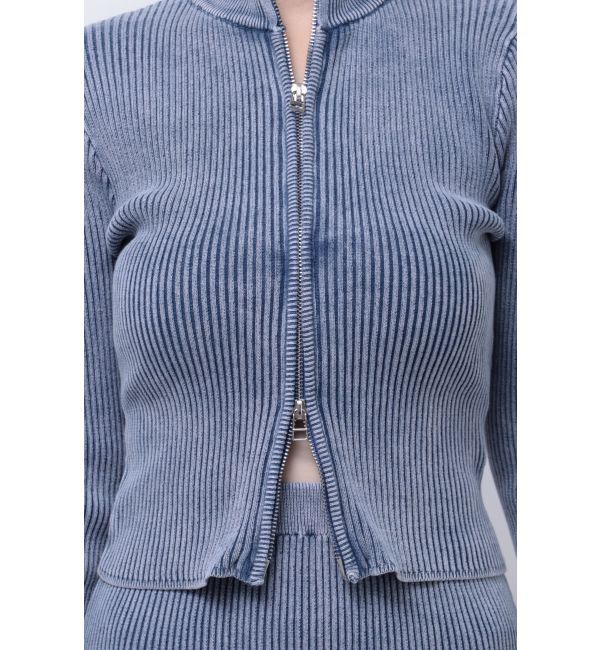 EMODA「ウォッシュリブジップニット」|ニット・セーター|ブルー