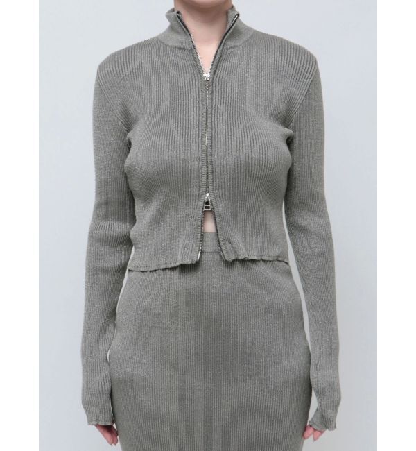 EMODA「ウォッシュリブジップニット」|ニット・セーター|シルバー