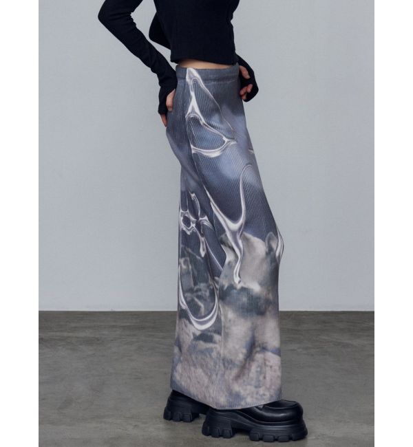 EMODA「マキシプリントリブニットスカート」|スカート|