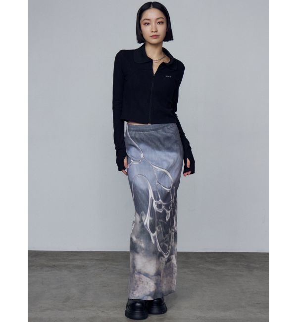 EMODA「マキシプリントリブニットスカート」|スカート|