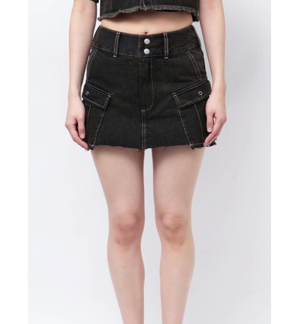 EMODA「デニムボックスミニスカート」|スカート|ブラック