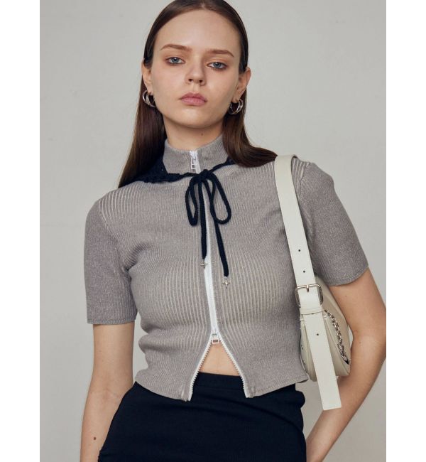 EMODA「プレーティングハーフリブジップニット」|ニット・セーター|