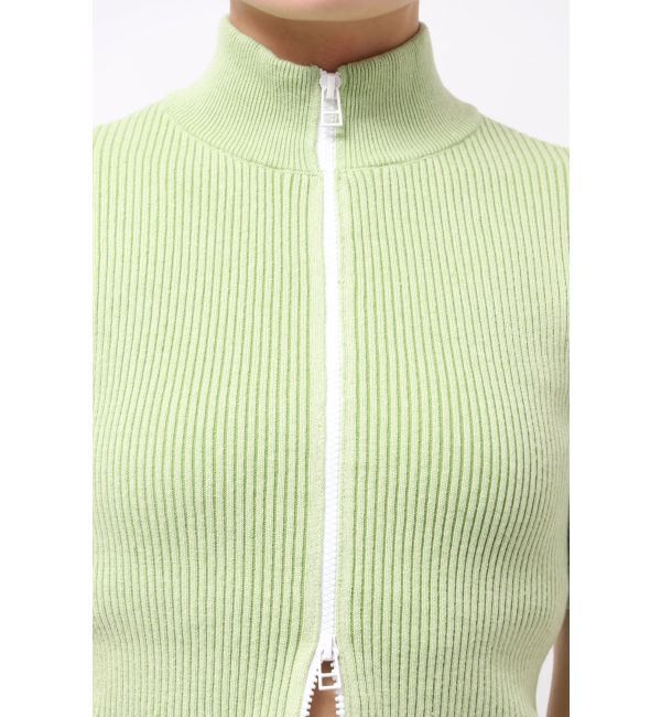 EMODA「プレーティングハーフリブジップニット」|ニット・セーター|グリーン