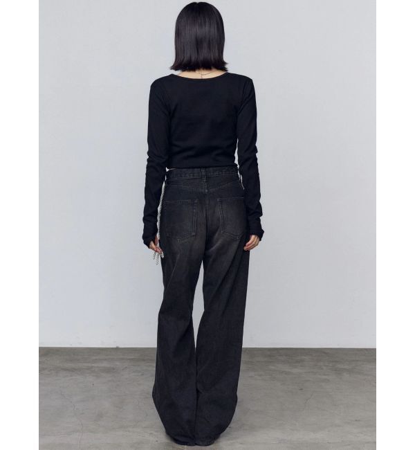 EMODA「サイドパールルーズジーンズ」|デニム|