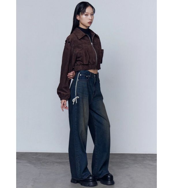 EMODA「サイドパールルーズジーンズ」|デニム|