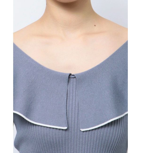 MERCURYDUO「オープンショルダーラッフルニット」|ニット・セーター|