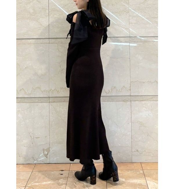 MERCURYDUO「ショルダーリボンニットワンピース」|ワンピース|