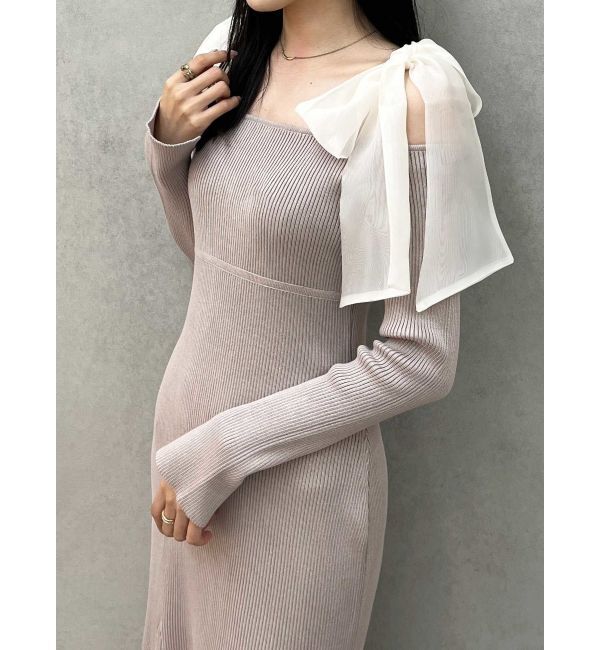 MERCURYDUO「ショルダーリボンニットワンピース」|ワンピース|