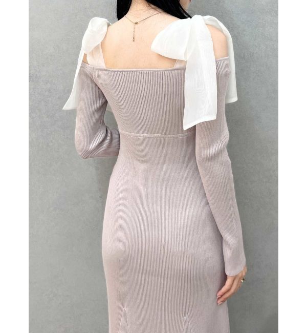 MERCURYDUO「ショルダーリボンニットワンピース」|ワンピース|