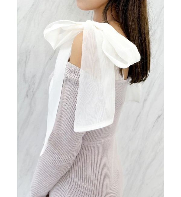 MERCURYDUO「ショルダーリボンニットワンピース」|ワンピース|