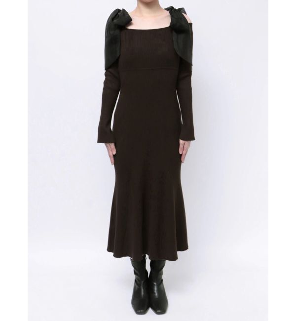 MERCURYDUO「ショルダーリボンニットワンピース」|ワンピース|