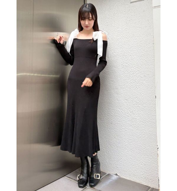 MERCURYDUO「ショルダーリボンニットワンピース」|ワンピース|