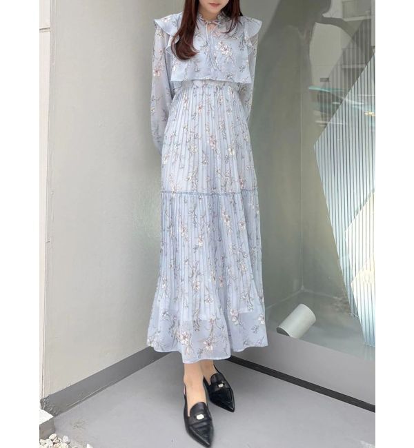 MERCURYDUO「花柄プリーツティアードワンピース」|ワンピース|