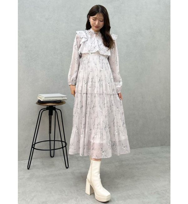 MERCURYDUO「花柄プリーツティアードワンピース」|ワンピース|