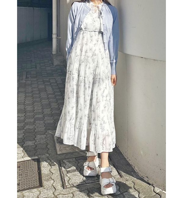 MERCURYDUO「花柄プリーツティアードワンピース」|ワンピース|