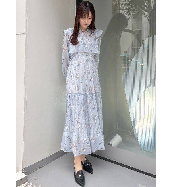 MERCURYDUO「花柄プリーツティアードワンピース」|ワンピース|