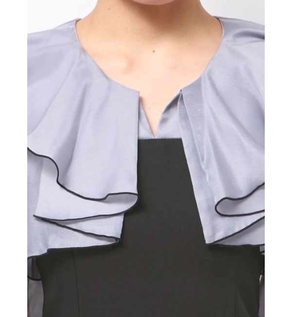 MERCURYDUO「ボリュームラッフル配色ドッキングワンピース」|ワンピース|