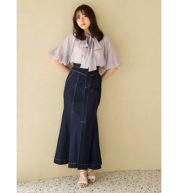 MERCURYDUO「ステッチワークデニムマーメイドスカート」|スカート|