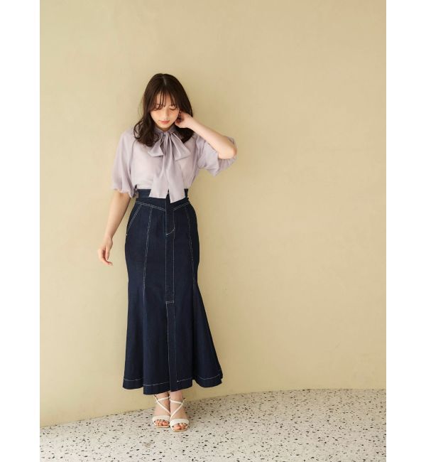 MERCURYDUO「ステッチワークデニムマーメイドスカート」|スカート|