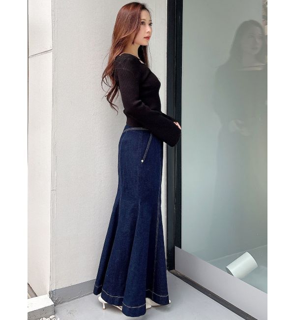 MERCURYDUO「ステッチワークデニムマーメイドスカート」|スカート|