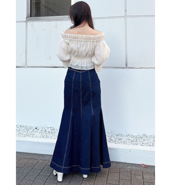 MERCURYDUO「ステッチワークデニムマーメイドスカート」|スカート|