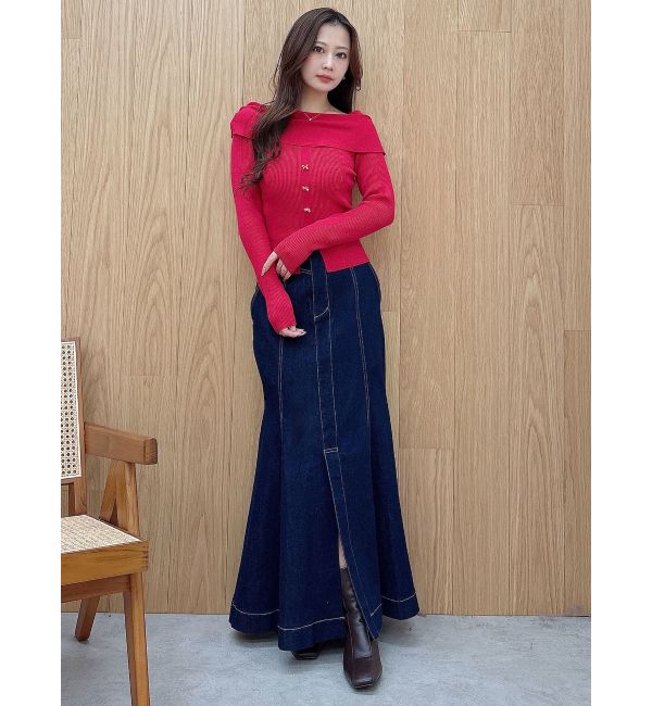 MERCURYDUO「ステッチワークデニムマーメイドスカート」|スカート|