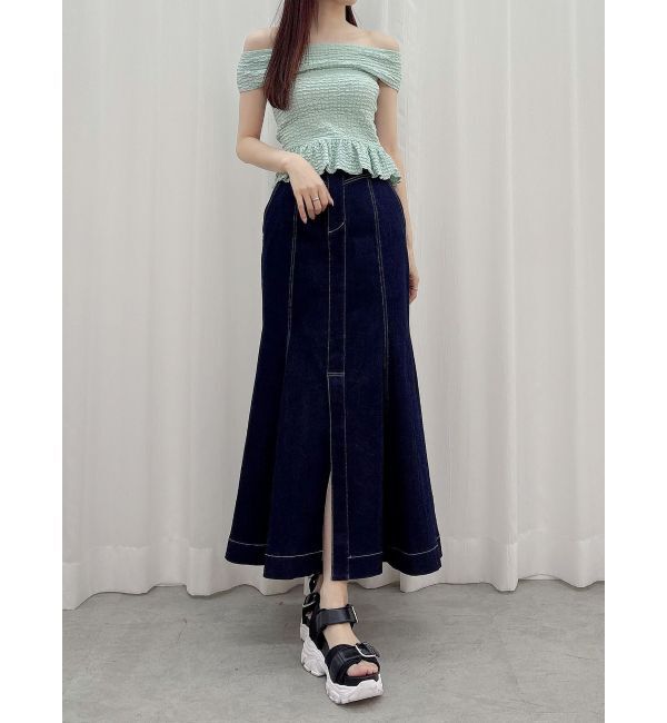 MERCURYDUO「ステッチワークデニムマーメイドスカート」|スカート|