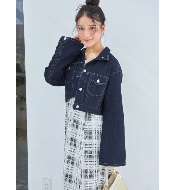 MERCURYDUO「スタンドカラーコルセットデニムジャケット」|デニムジャケット|