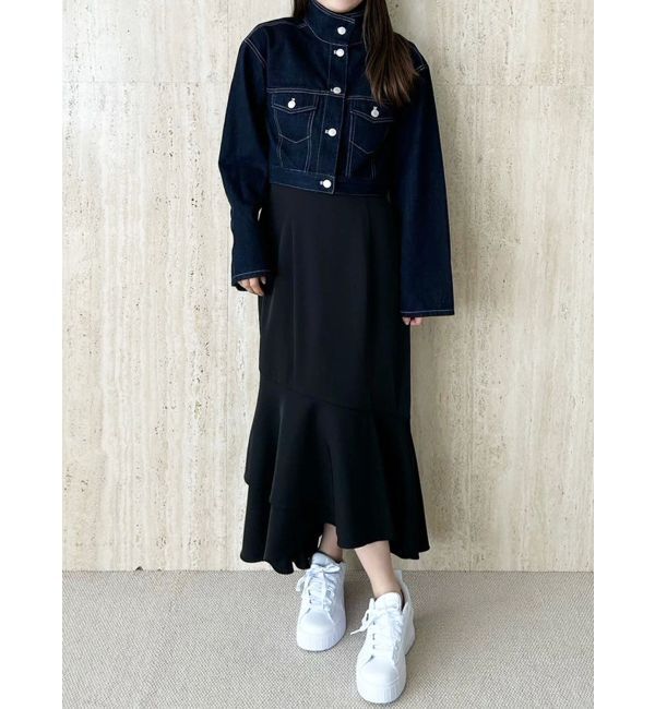 MERCURYDUO「スタンドカラーコルセットデニムジャケット」|デニムジャケット|