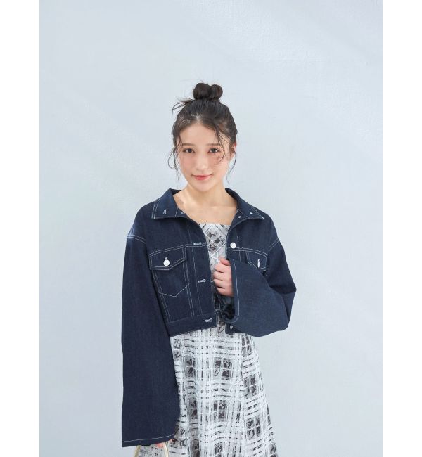 MERCURYDUO「スタンドカラーコルセットデニムジャケット」|デニムジャケット|