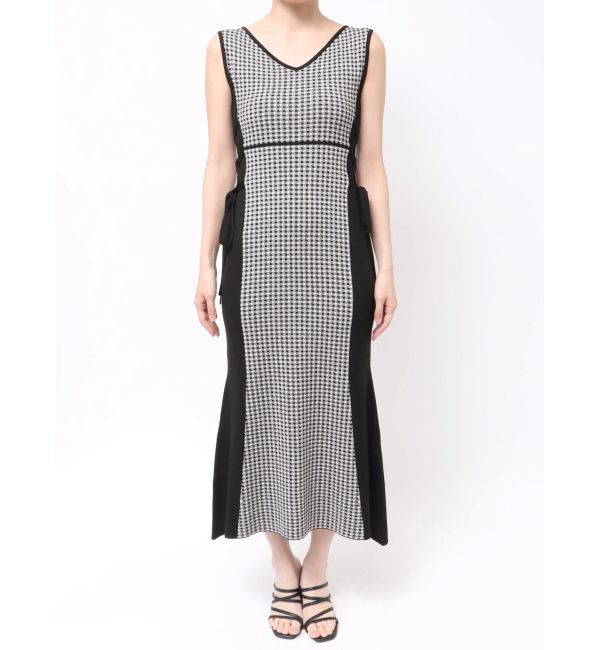 MERCURYDUO「チェックサイドレースアップニットワンピース」|ワンピース|