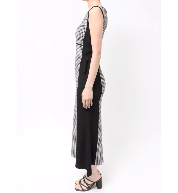 MERCURYDUO「チェックサイドレースアップニットワンピース」|ワンピース|