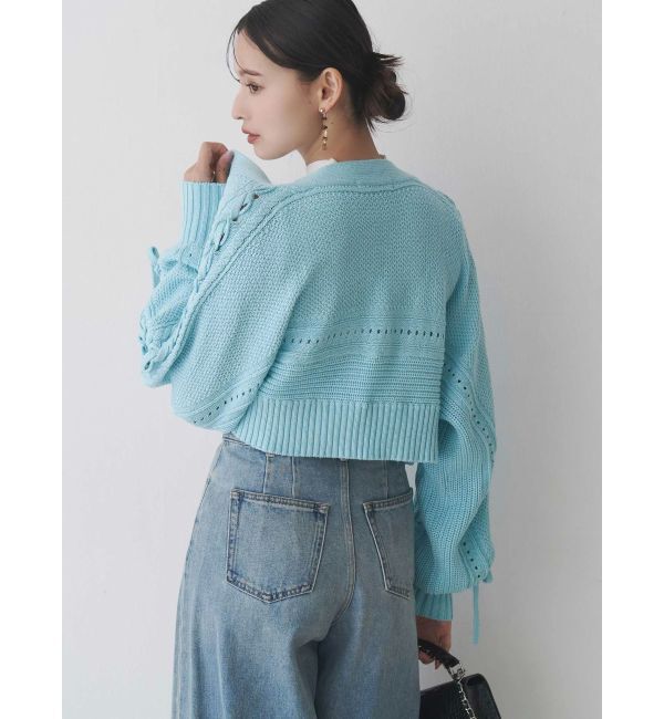 MERCURYDUO「ショルダーレースアップカーデ」|カーディガン|
