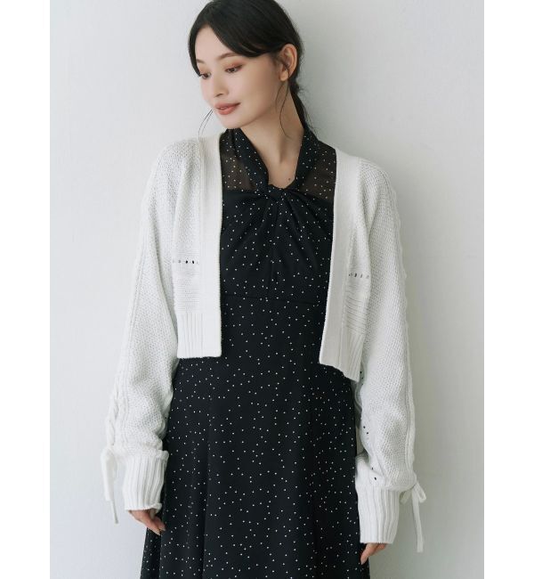 MERCURYDUO「ショルダーレースアップカーデ」|カーディガン|