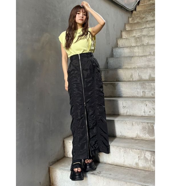 MURUA「ファスナースリットギャザースカート」|スカート|