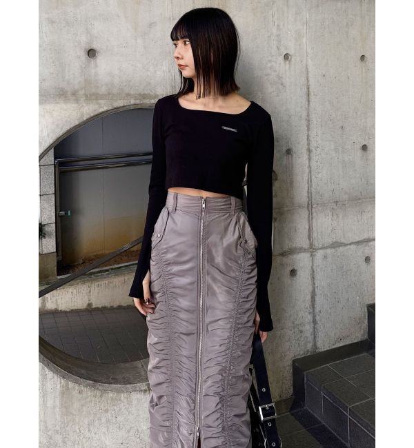 MURUA「ファスナースリットギャザースカート」|スカート|