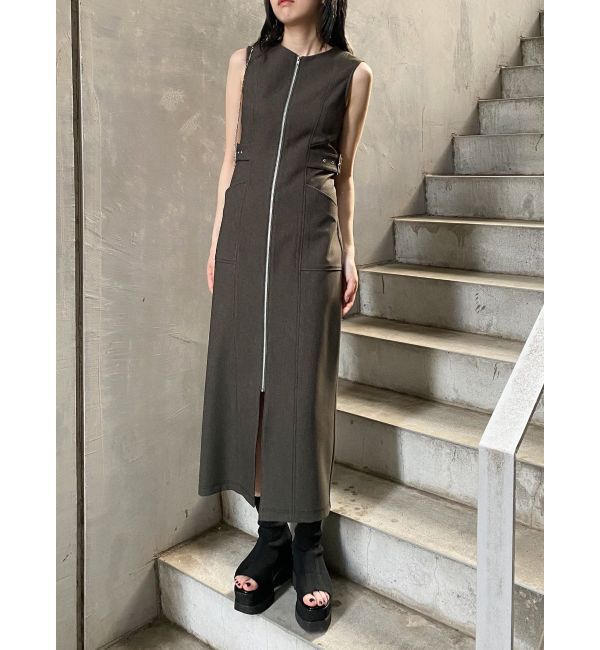 MURUA「サイドベルトジップナローワンピース」|ワンピース|カーキ