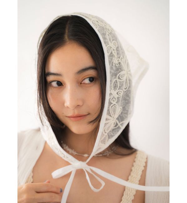 Ungrid「シアーエンブロイダリーボンネット」|バンダナ・スカーフ|