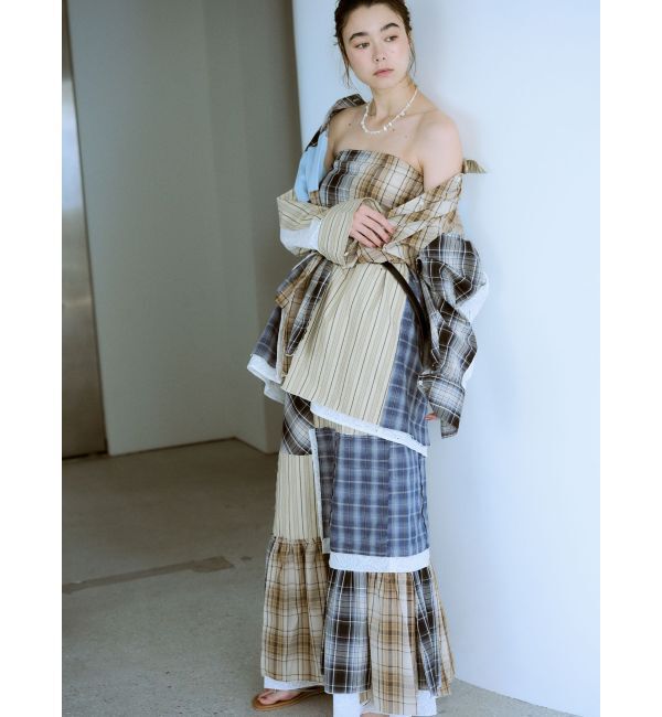 Ungrid「リメイクチェックベアトップ」|チューブトップ|