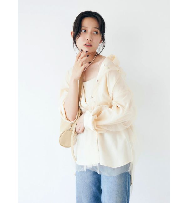 Ungrid「【展示会人気NO.1】チュールレイヤードルーズシャツ」|シャツ・ブラウス|