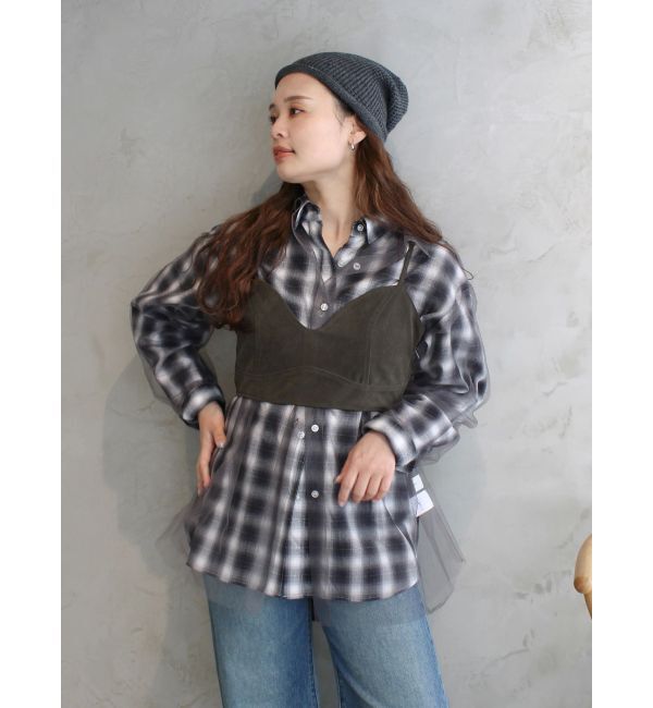 Ungrid「【展示会人気NO.1】チュールレイヤードルーズシャツ」|シャツ・ブラウス|