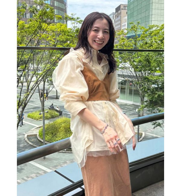 Ungrid「【展示会人気NO.1】チュールレイヤードルーズシャツ」|シャツ・ブラウス|