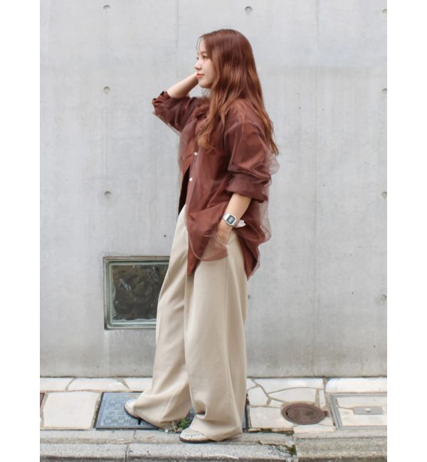 Ungrid「【展示会人気NO.1】チュールレイヤードルーズシャツ」|シャツ・ブラウス|