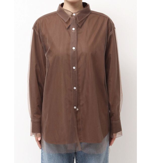 Ungrid「【展示会人気NO.1】チュールレイヤードルーズシャツ」|シャツ・ブラウス|