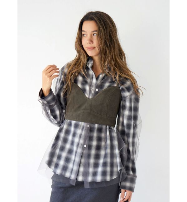 Ungrid「【展示会人気NO.1】チュールレイヤードルーズシャツ」|シャツ・ブラウス|