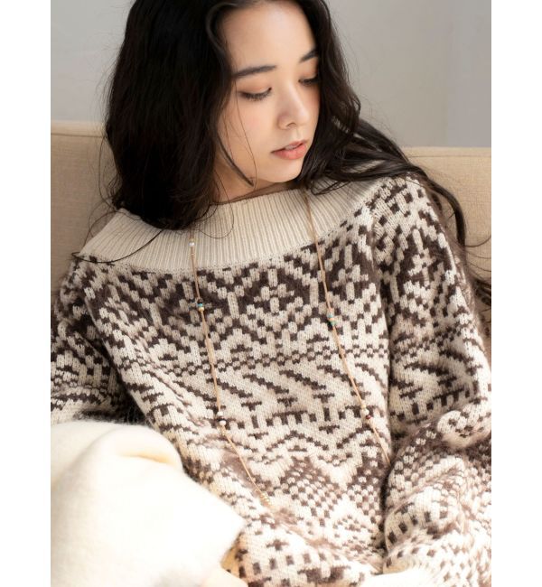 Ungrid「【WEB限定】オフショルジャカードニット」|ニット・セーター|