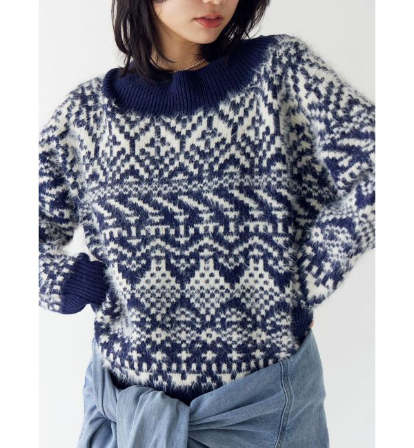 Ungrid「【WEB限定】オフショルジャカードニット」|ニット・セーター|