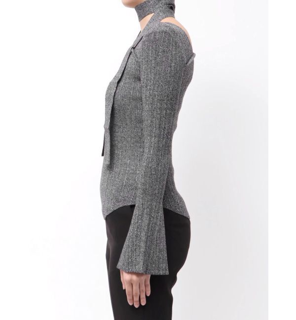 LAGUNAMOON「ボウタイアシンメトリーネックニットプルオーバー」|ニット・セーター|