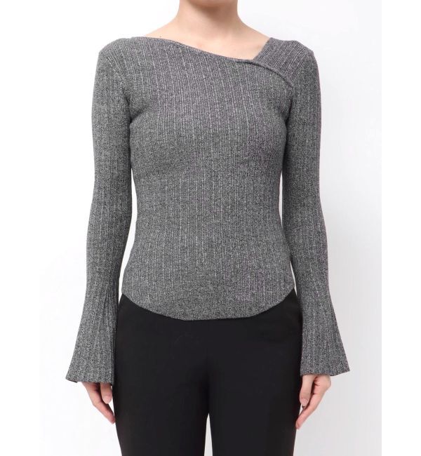 LAGUNAMOON「ボウタイアシンメトリーネックニットプルオーバー」|ニット・セーター|